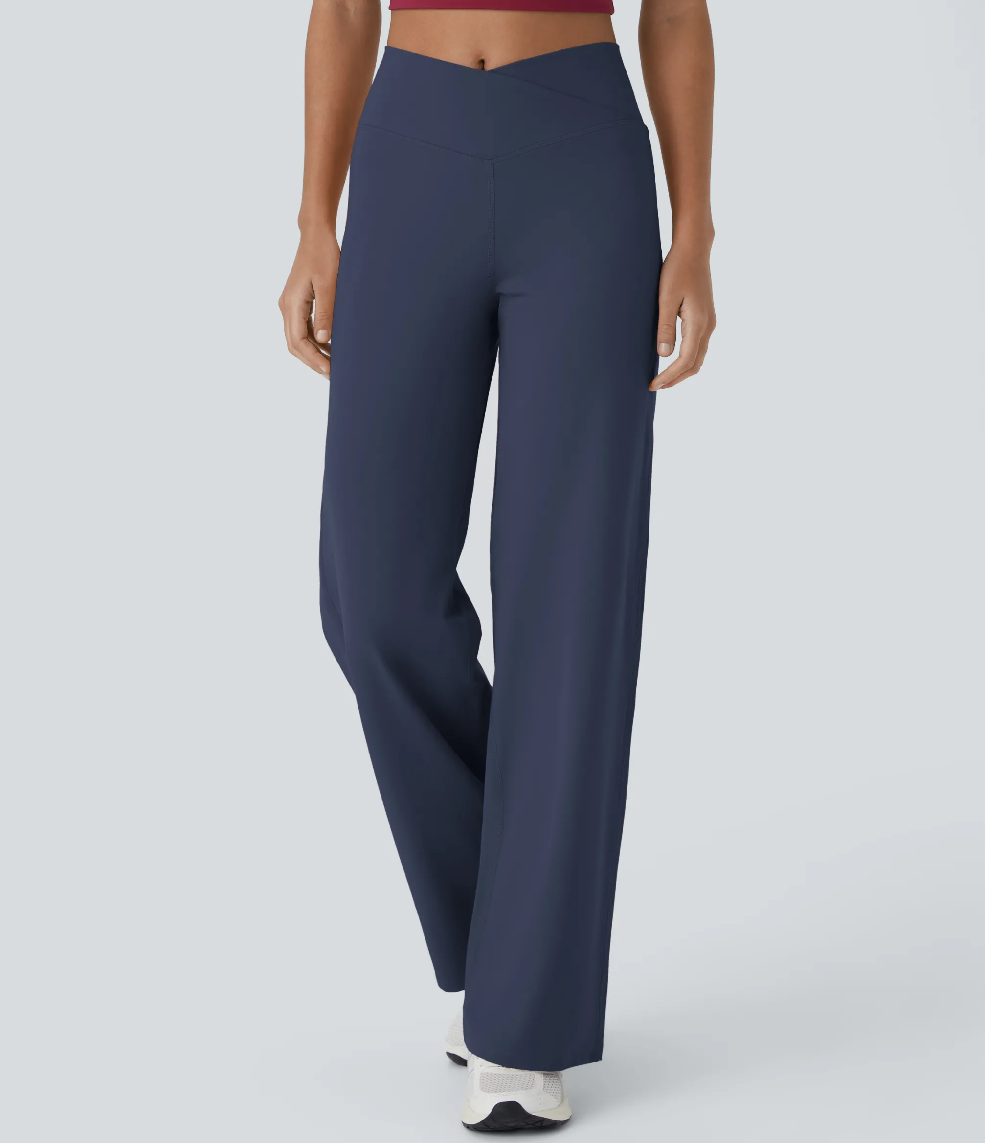 High-Waisted Pants|Skinny Pants<HALARA Crossover High Waisted Pocket Wide Leg Yoga Pants