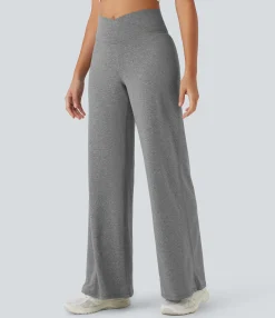 High-Waisted Pants|Wide-Leg Pants<HALARA Crossover High Waisted Pocket Wide Leg Yoga Pants