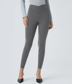 Pocket Leggings|Crossover Leggings<HALARA Crossover High Waisted Pocket Herringbone Work 7/8 Leggings