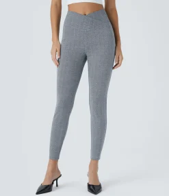 Pocket Leggings|Crossover Leggings<HALARA Crossover High Waisted Pocket Herringbone Work 7/8 Leggings