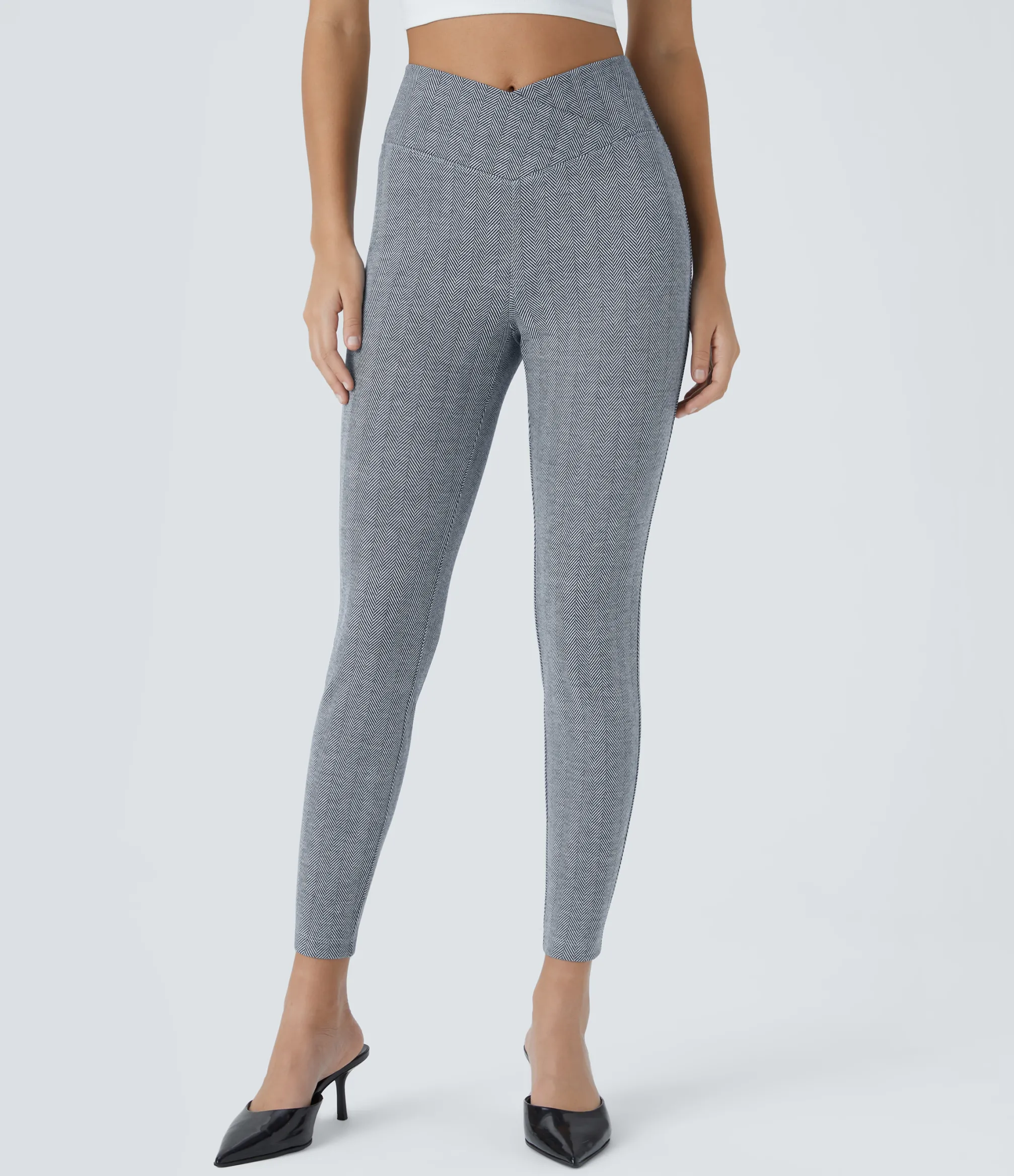 Pocket Leggings|Crossover Leggings<HALARA Crossover High Waisted Pocket Herringbone Work 7/8 Leggings