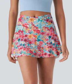 Mini Skirts|Active Skirts<HALARA Crossover 2-in-1 Pocket Floral Print Pickleball Skirt