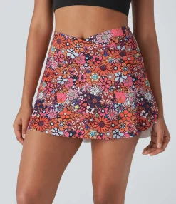 Mini Skirts|Active Skirts<HALARA Crossover 2-in-1 Pocket Floral Print Pickleball Skirt