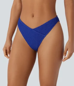 Beachwear<HALARA Crossover Low Rise Texture Bikini Bottom Swimsuit