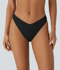 Beachwear<HALARA Crossover Low Rise Texture Bikini Bottom Swimsuit