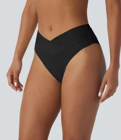 Beachwear<HALARA Crossover Texture Bikini Bottom Swimsuit