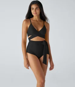Beachwear<HALARA Crossover Tie Side One Piece Swimsuit