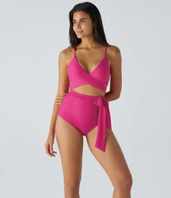 Beachwear<HALARA Crossover Tie Side One Piece Swimsuit