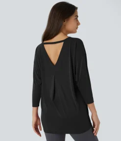 Sports Tops|Sports Tops<HALARA Cut Out 3/4 Sleeve Yoga Sports Top