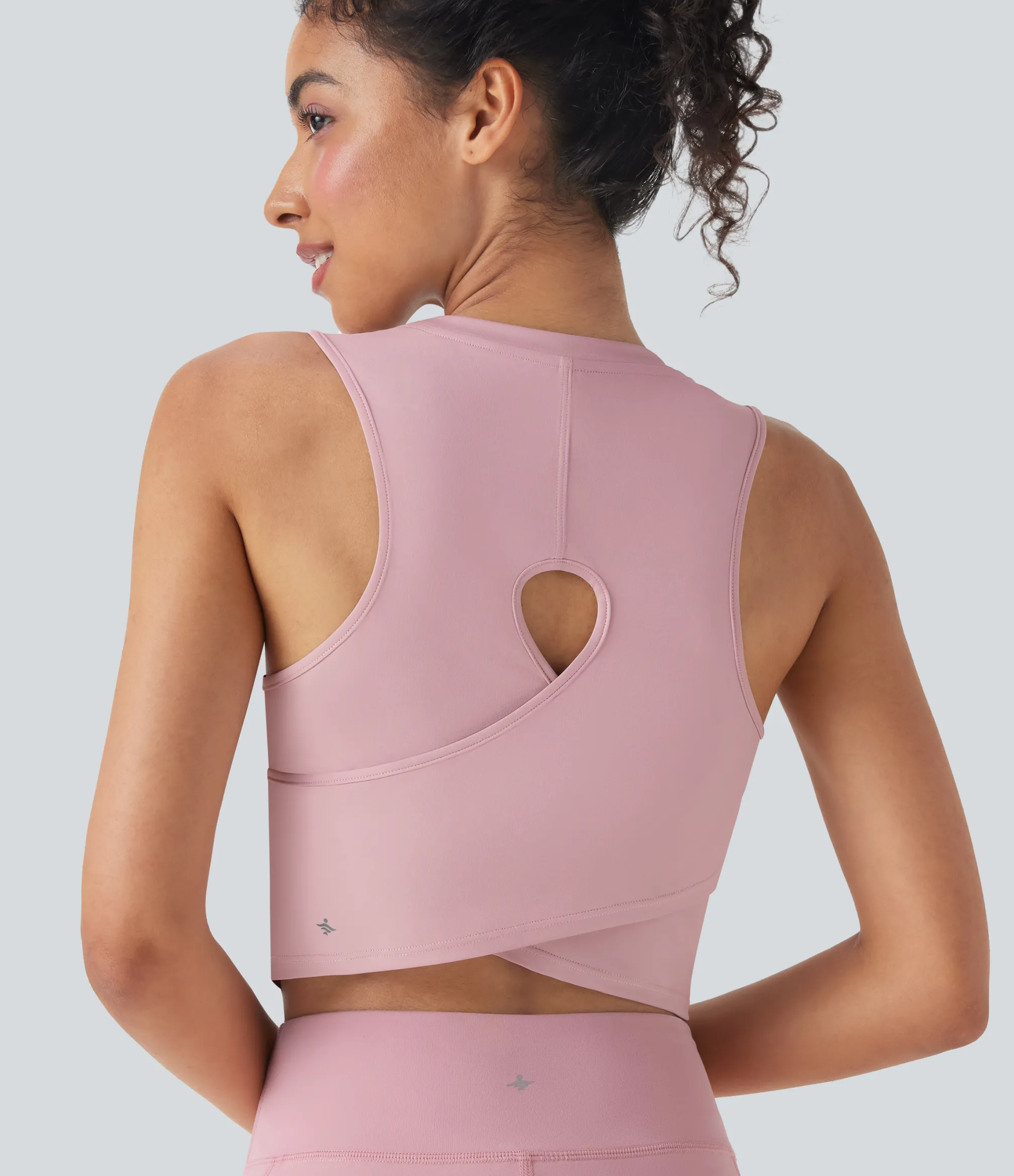 Tank Tops & Camis|Tank Tops<HALARA Cut Out Crossover Hem Solid Cropped Yoga Tank Top