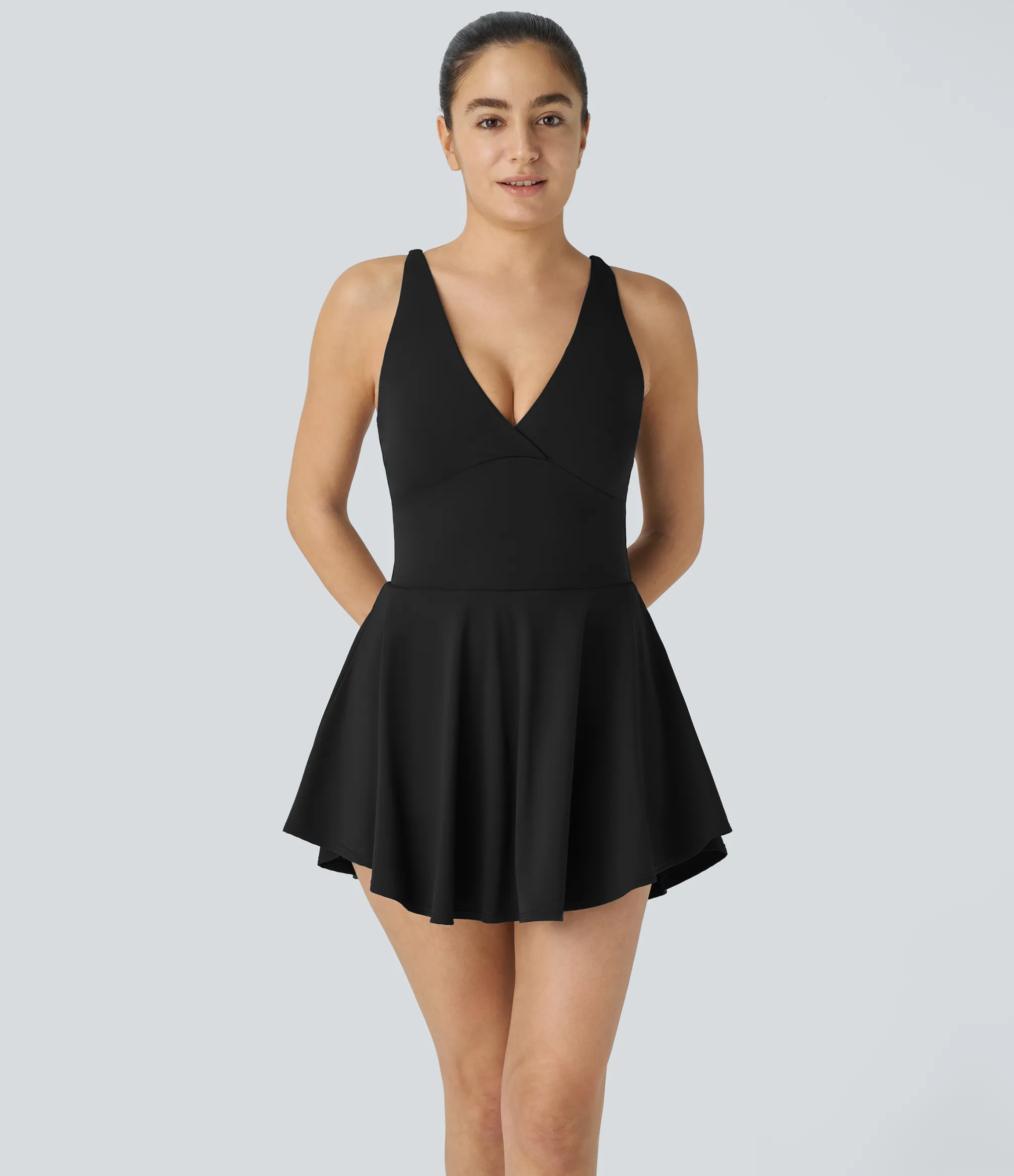 Mini Dresses|Active Dresses<HALARA Cut Out 2-in-1 Pocket Flare Mini Active Dress