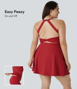 Plus Size<HALARA Cut Out Pocket 2-in-1 Exercise Plus Size Dress-Easy Peezy