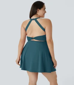 Plus Size<HALARA Cut Out Pocket 2-in-1 Exercise Plus Size Dress-Easy Peezy