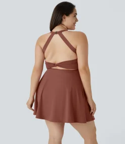 Plus Size<HALARA Cut Out Pocket 2-in-1 Exercise Plus Size Dress-Easy Peezy