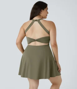 Plus Size<HALARA Cut Out Pocket 2-in-1 Plus Size Barre Ballet Dance Dress