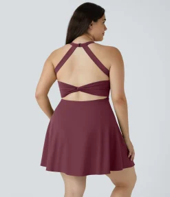 Plus Size<HALARA Cut Out Pocket 2-in-1 Plus Size Barre Ballet Dance Dress
