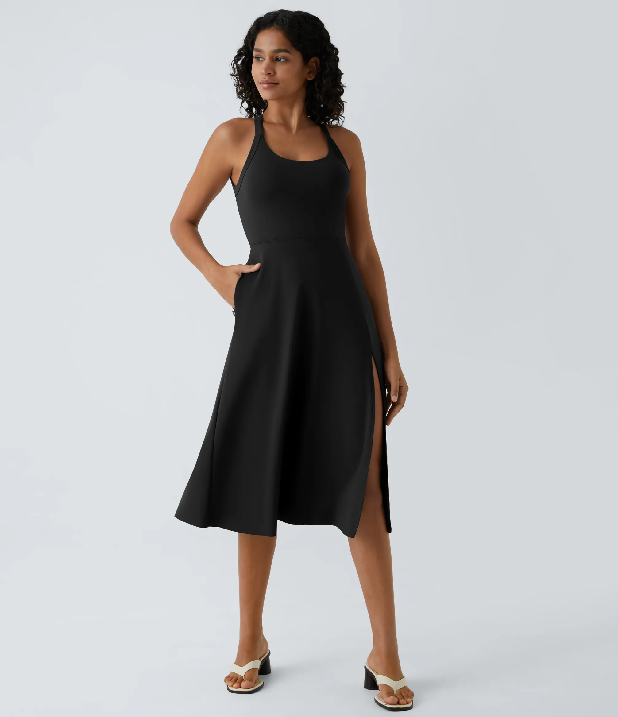 Party Dresses|Maxi & Midi Dresses<HALARA Cut Out Pocket Midi Casual Dress
