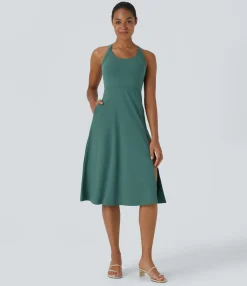 Party Dresses|Maxi & Midi Dresses<HALARA Cut Out Pocket Midi Casual Dress