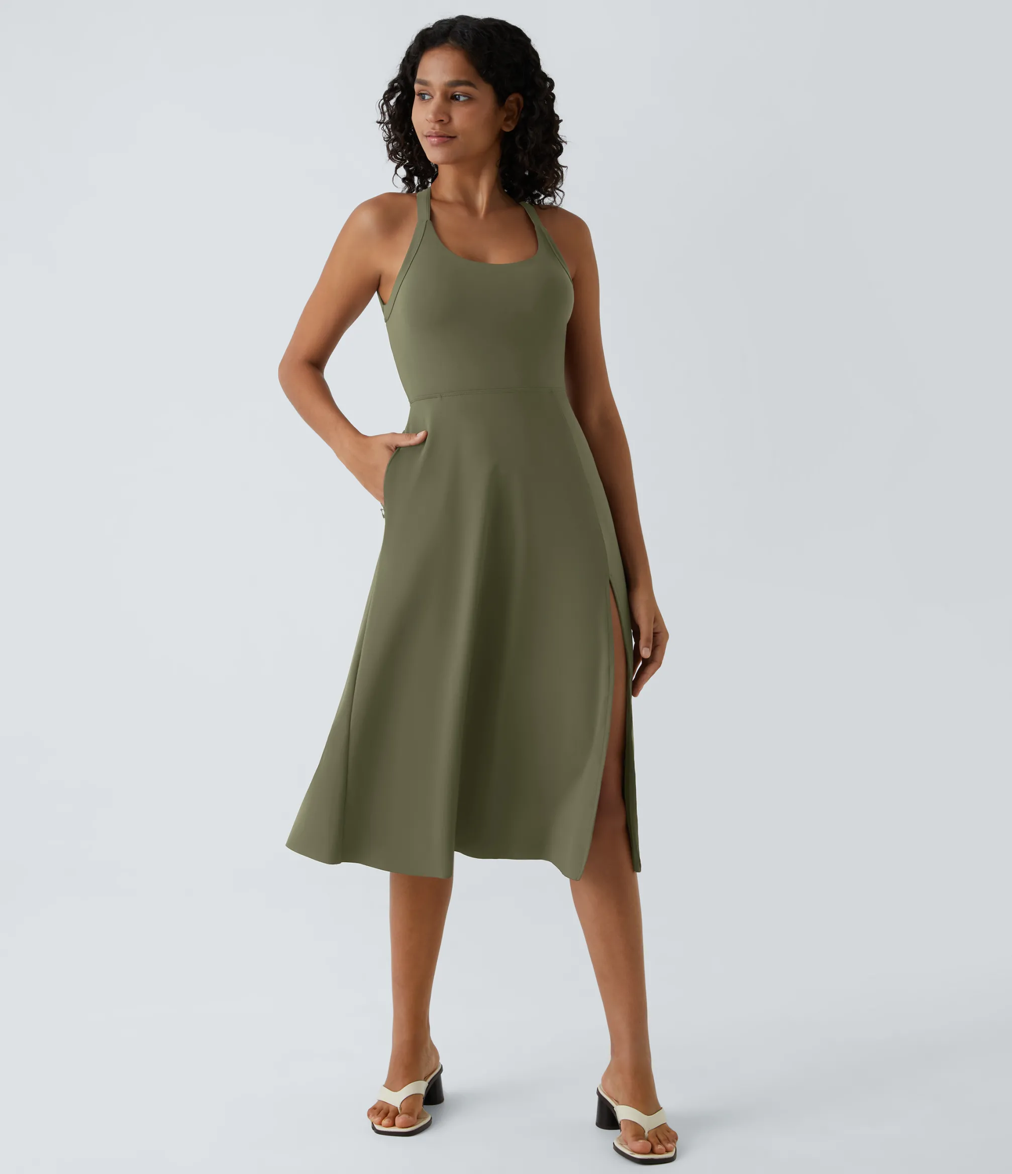 Party Dresses|Maxi & Midi Dresses<HALARA Cut Out Pocket Midi Casual Dress