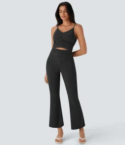 Jumpsuits<HALARA Cut Out Ruched Flare Casual Slip Jumpsuit