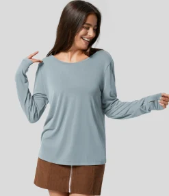 Sports Tops|Sports Tops<HALARA Cut Out Thumb Hole Yoga Sports Top