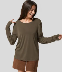 Sports Tops|Sports Tops<HALARA Cut Out Thumb Hole Yoga Sports Top