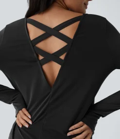 Sports Tops|Sports Tops<HALARA Cut Out Thumb Hole Yoga Sports Top