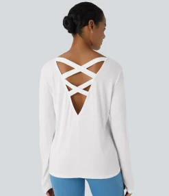 Sports Tops|Sports Tops<HALARA Cut Out Thumb Hole Yoga Sports Top