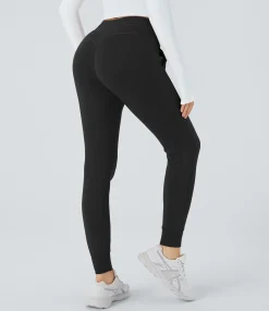 Pants|Joggers<HALARA 3D Thermal High Waisted Drawstring Pocket Plain Casual Full Length Joggers