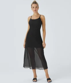 Maxi & Midi Dresses|Dresses<HALARA Decorative Fishbone Midi Mesh Casual Slip Dress