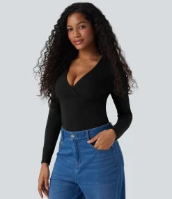 Casual Tops<HALARA Deep V Neck Long Sleeve Casual Top