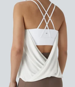 Yoga Tops|Tank Tops & Camis<HALARA Double Straps Pleated Quick Dry Yoga Cami Top