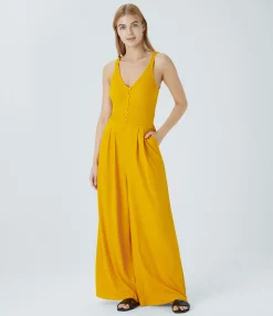 Jumpsuits<HALARA Double Straps V Neck Pocket Wide Leg Casual Jumpsuit