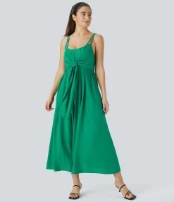 Dresses|Maxi & Midi Dresses<HALARA Double Tie Front Maxi Casual Slip Dress