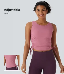 Tank Tops & Camis|Tank Tops<HALARA Drawstring Ruched Waffle Yoga Tank Top