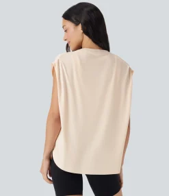 Sports Tops|Sports Tops<HALARA Dropped Shoulder Curved Hem Yoga Sports Top