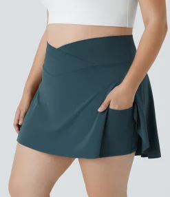 Plus Size<HALARA Everyday SoftlyZero™ Airy Crossover Pocket 2-in-1 Cool Touch Tennis Plus Size Skirt-Lucid-UPF50+