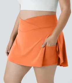 Plus Size<HALARA Everyday SoftlyZero™ Airy Crossover Pocket 2-in-1 Cool Touch Tennis Plus Size Skirt-Lucid-UPF50+