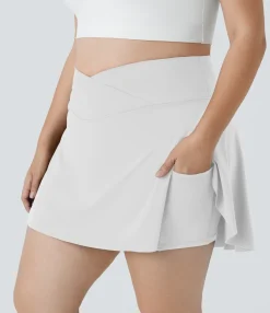 Plus Size<HALARA Everyday SoftlyZero™ Airy Crossover Pocket 2-in-1 Cool Touch Tennis Plus Size Skirt-Lucid-UPF50+