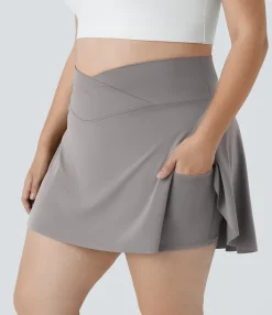 Plus Size<HALARA Everyday SoftlyZero™ Airy Crossover Pocket 2-in-1 Cool Touch Tennis Plus Size Skirt-Lucid-UPF50+