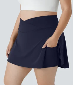 Plus Size<HALARA Everyday SoftlyZero™ Airy Crossover Pocket 2-in-1 Cool Touch Tennis Plus Size Skirt-Lucid-UPF50+