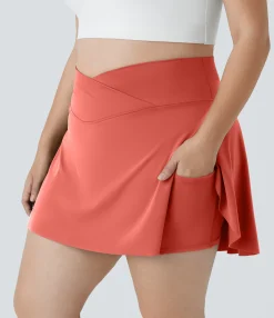 Plus Size<HALARA Everyday SoftlyZero™ Airy Crossover Pocket 2-in-1 Cool Touch Tennis Plus Size Skirt-Lucid-UPF50+