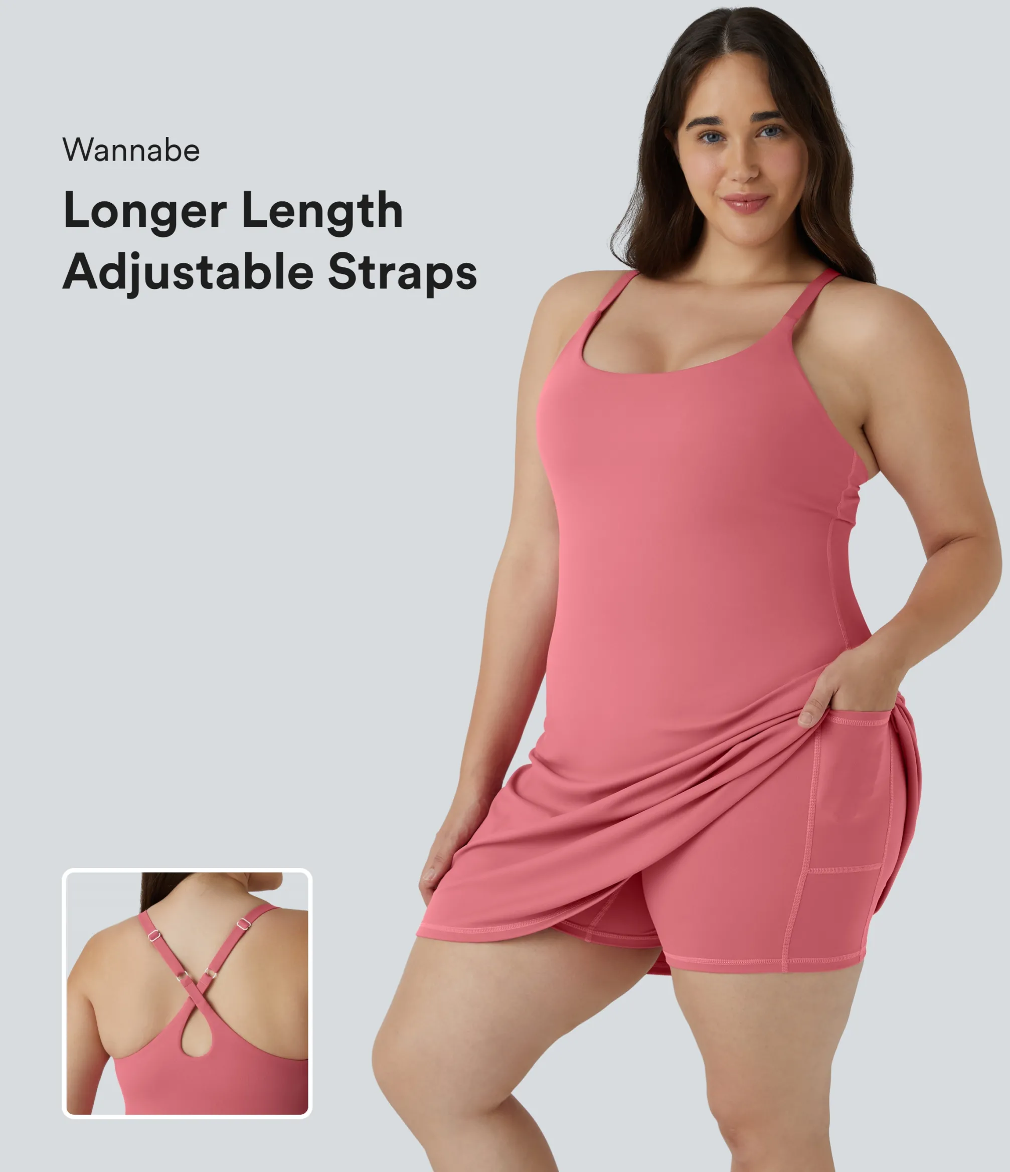 Plus Size<HALARA Everyday SoftlyZero™ Plush 2-in-1 Flare Plus Size Activity Dress-Wannabe-Longer Length