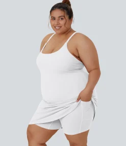 Plus Size<HALARA Everyday SoftlyZero™ Plush 2-in-1 Flare Plus Size Activity Dress-Wannabe-Longer Length