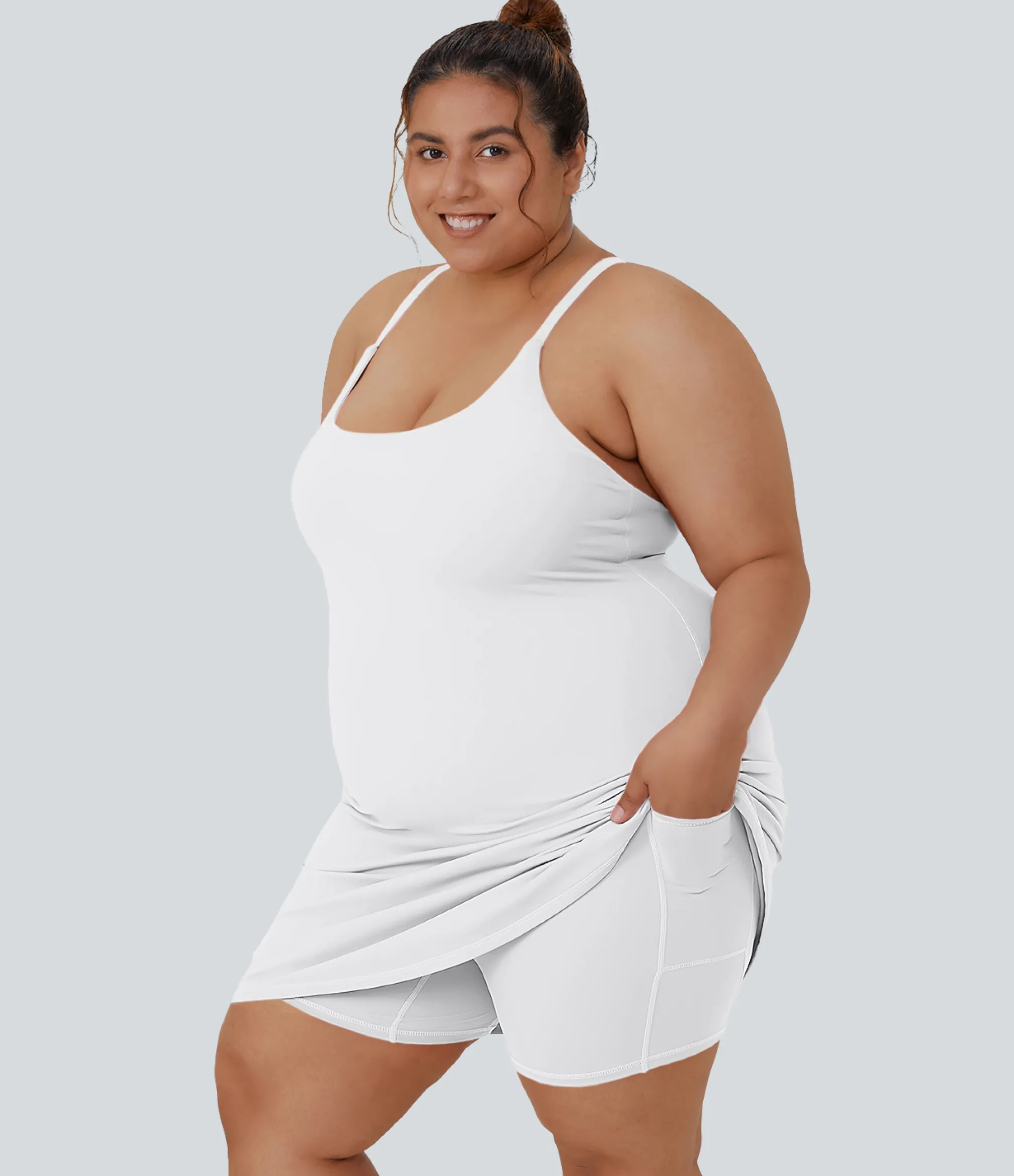Plus Size<HALARA Everyday SoftlyZero™ Plush 2-in-1 Flare Plus Size Activity Dress-Wannabe-Longer Length