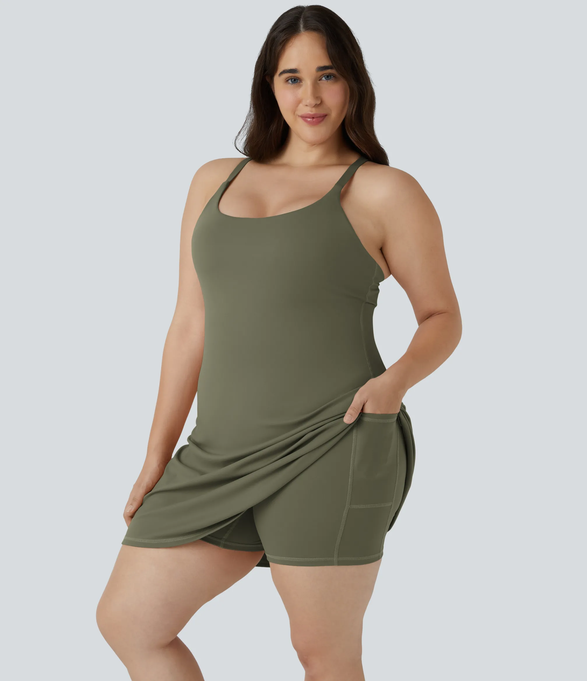 Plus Size<HALARA Everyday SoftlyZero™ Plush 2-in-1 Flare Plus Size Activity Dress-Wannabe-Longer Length