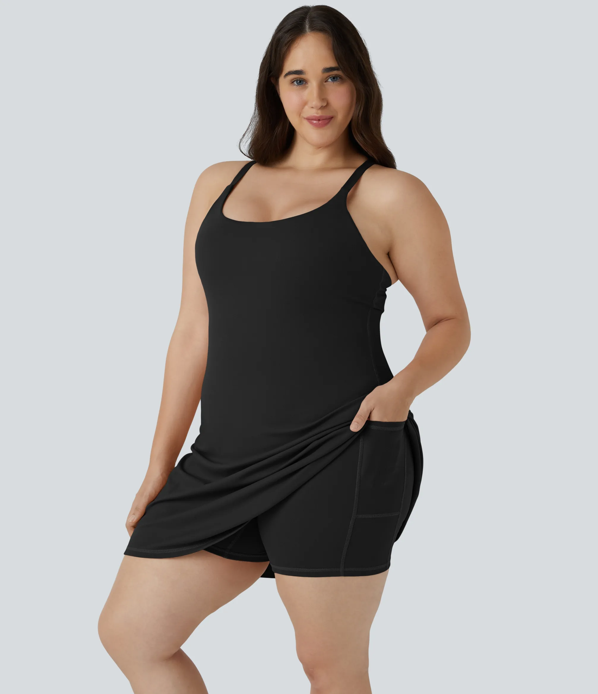 Plus Size<HALARA Everyday SoftlyZero™ Plush 2-in-1 Flare Plus Size Activity Dress-Wannabe-Longer Length