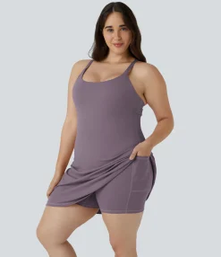 Plus Size<HALARA Everyday SoftlyZero™ Plush 2-in-1 Flare Plus Size Activity Dress-Wannabe-Longer Length