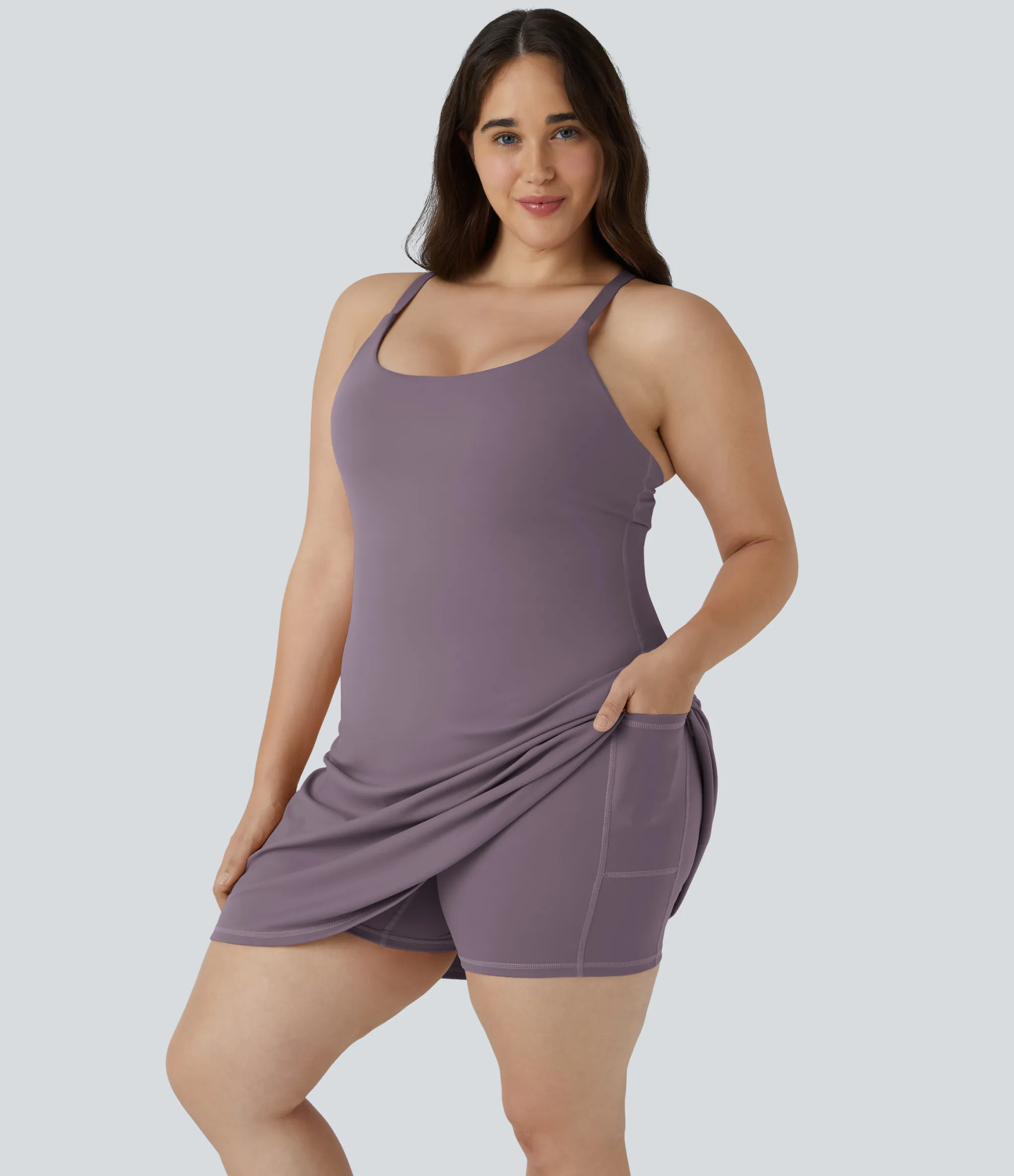 Plus Size<HALARA Everyday SoftlyZero™ Plush 2-in-1 Flare Plus Size Activity Dress-Wannabe-Longer Length
