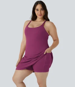 Plus Size<HALARA Everyday SoftlyZero™ Plush 2-in-1 Flare Plus Size Activity Dress-Wannabe-Longer Length